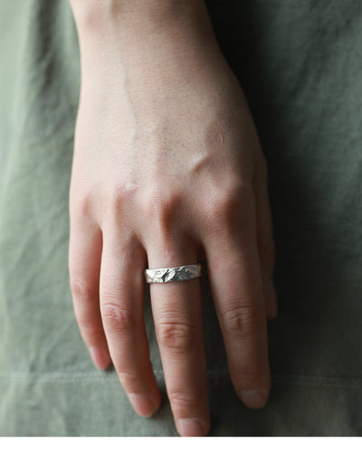 Xunshan Mountain Ring, Handmade 999 Fine Silver Adjustable Open Ring, Chinese-Style Unisex, Gift Boxed