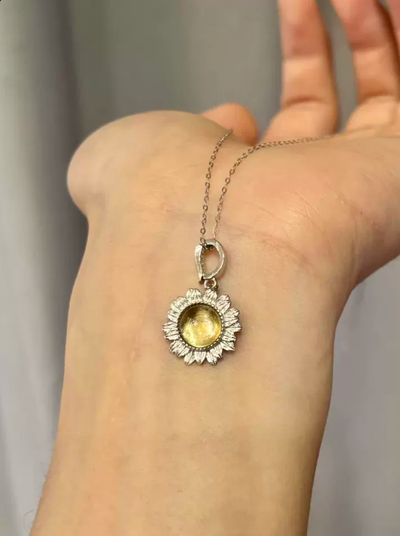 Women's S925 Sterling Silver Necklace with Natural Citrine Pendant