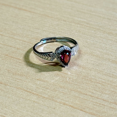 Women's 925 Sterling Silver Ring with Natural Garnet, Elegant Jewelry Gift