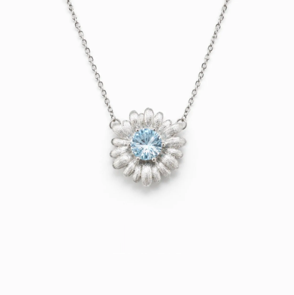 Natural Topaz Pendant Necklace for Women, 925 Sterling Silver, Hand-brushed