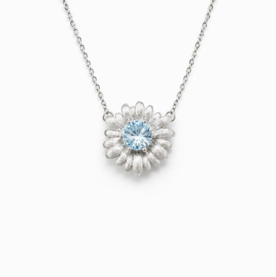 Natural Topaz Pendant Necklace for Women, 925 Sterling Silver, Hand-brushed