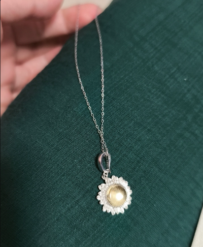 Women's S925 Sterling Silver Necklace with Natural Citrine Pendant