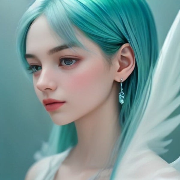 Aquamarine Angel Wing Ear Climber Earrings