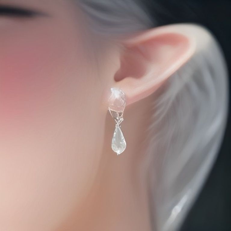 Clear Quartz Wave Ear Climber Earrings