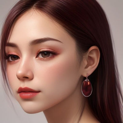 Garnet Teardrop Huggie Earrings in 925 sterling silver