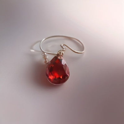 Garnet Teardrop Cluster Stud Earrings in 925 sterling silver