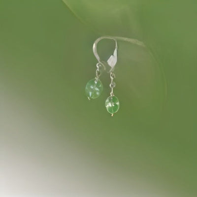Green Aventurine Tree of Life Dangle Earrings in 925 sterling silver