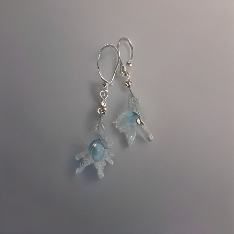 Labradorite Snowflake Drop Earrings