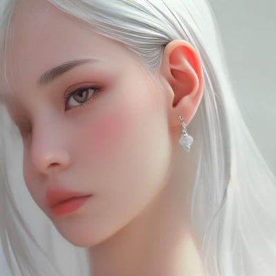 Moonstone Teardrop Cluster Stud Earrings in 925 sterling silver