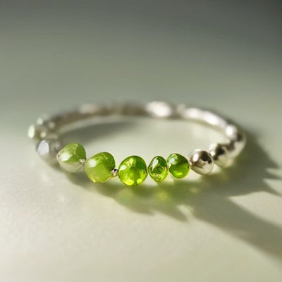 Peridot Leaf Beaded Bracelet in 925 sterling silver