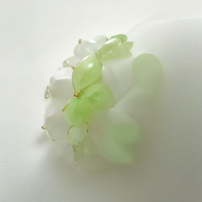 Prehnite Flower Chain Bracelet in 925 sterling silver