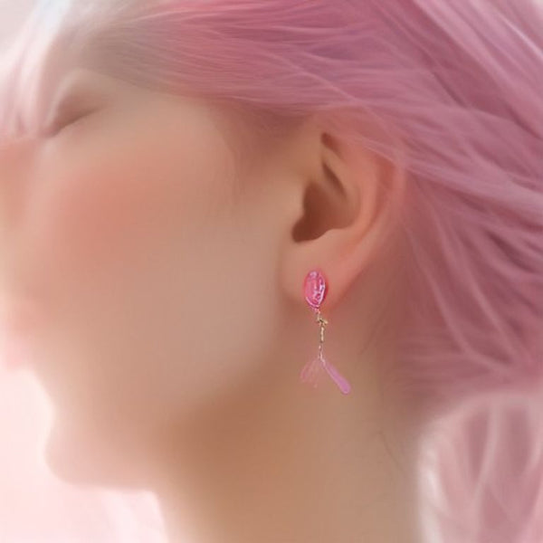 Pendientes de Cuarzo Rosa con Alas de Ángel