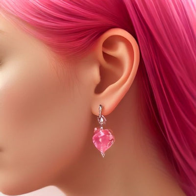 Strawberry Quartz Infinity Ear Climber Earrings in 925 sterling silver