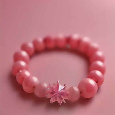 Strawberry Quartz Snowflake Bangle Bracelet in 925 sterling silver