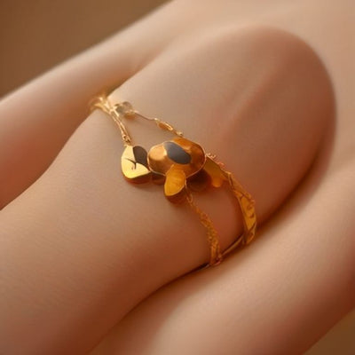 Tiger Eye Four-Leaf Clover Wrap Bracelet in 925 sterling silver