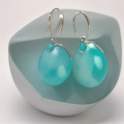 Turquoise Infinity Ear Climber Earrings in 925 sterling silver