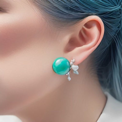 Turquoise Snowflake Threader Earrings in 925 sterling silver